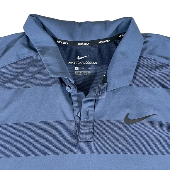 Nike Men's Striped Navy Polo Shirt Zonal Cooling - Picture 2 of 5